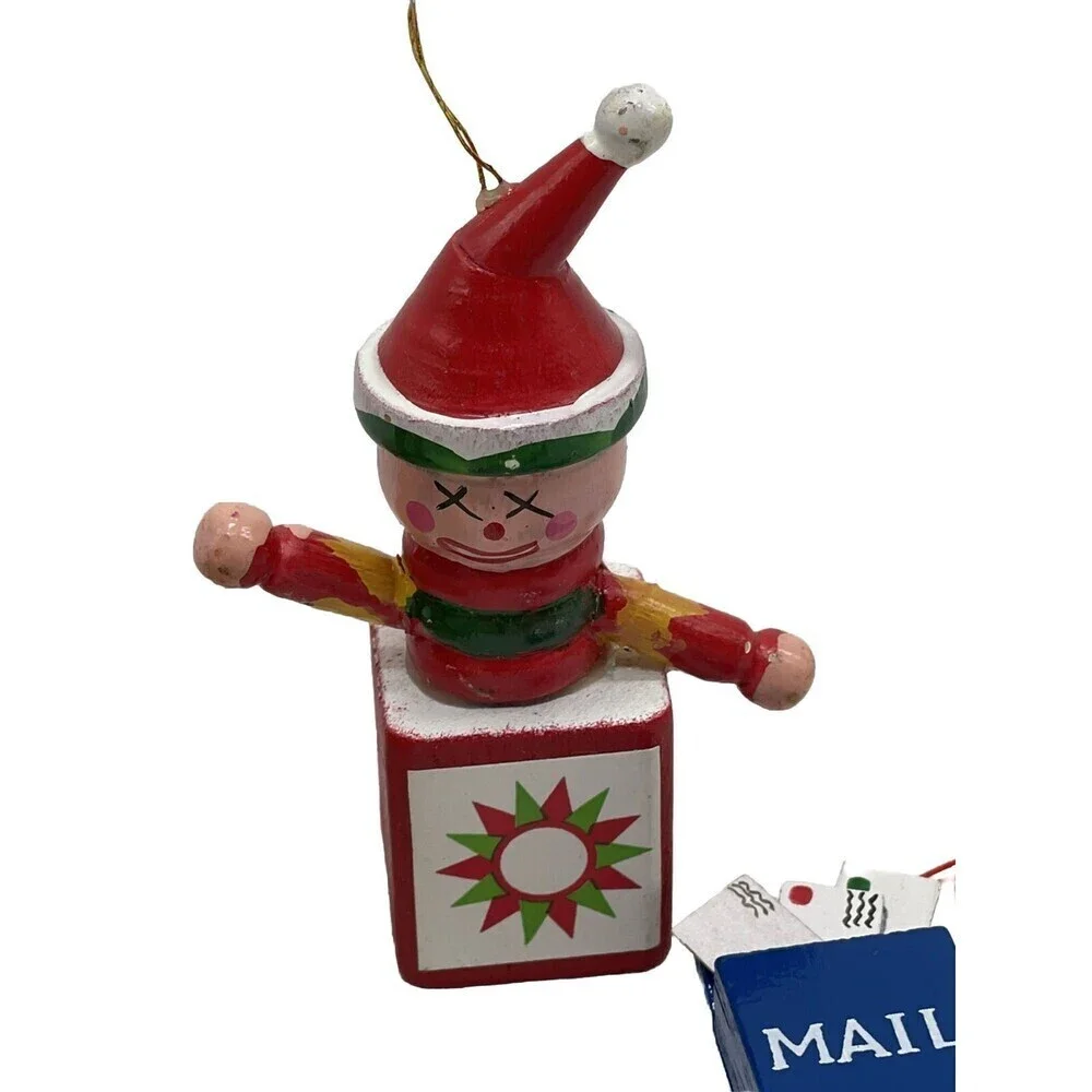 Lot 15 Christmas Ornaments Wood Vintage Mini Wooden Painted Angel Drum Snowman